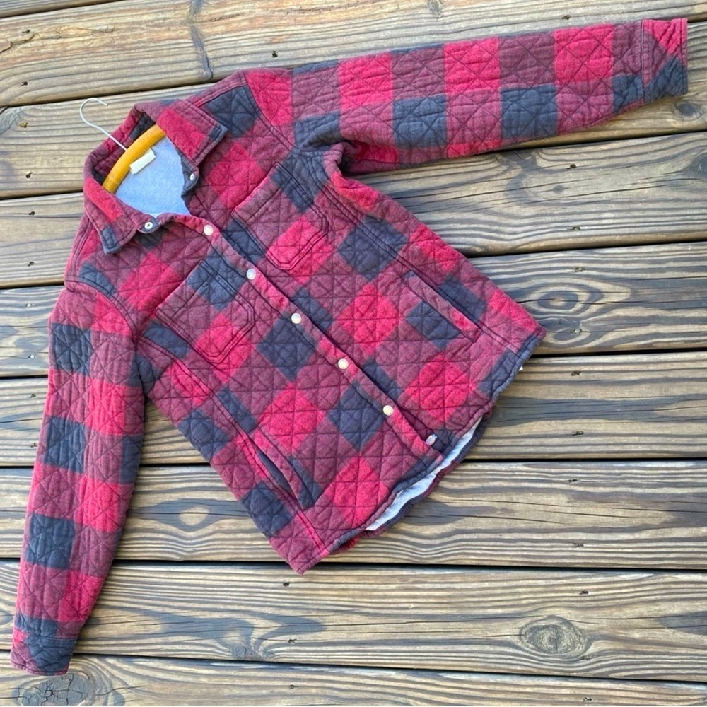 Dickies Women's Red/Black Plaid Jacket Shacket Lined Flannel in Medium.